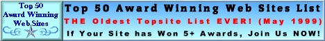 Top 50 Award Winning Web Sites List